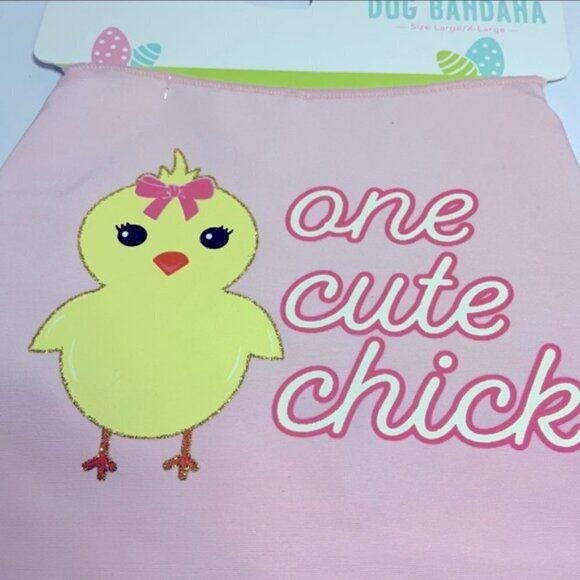 Easter Dog Bandana Yellow Easter Chick Graphic Tie Lrg/X Large  Neck 18-24 in - Picture 6 of 7